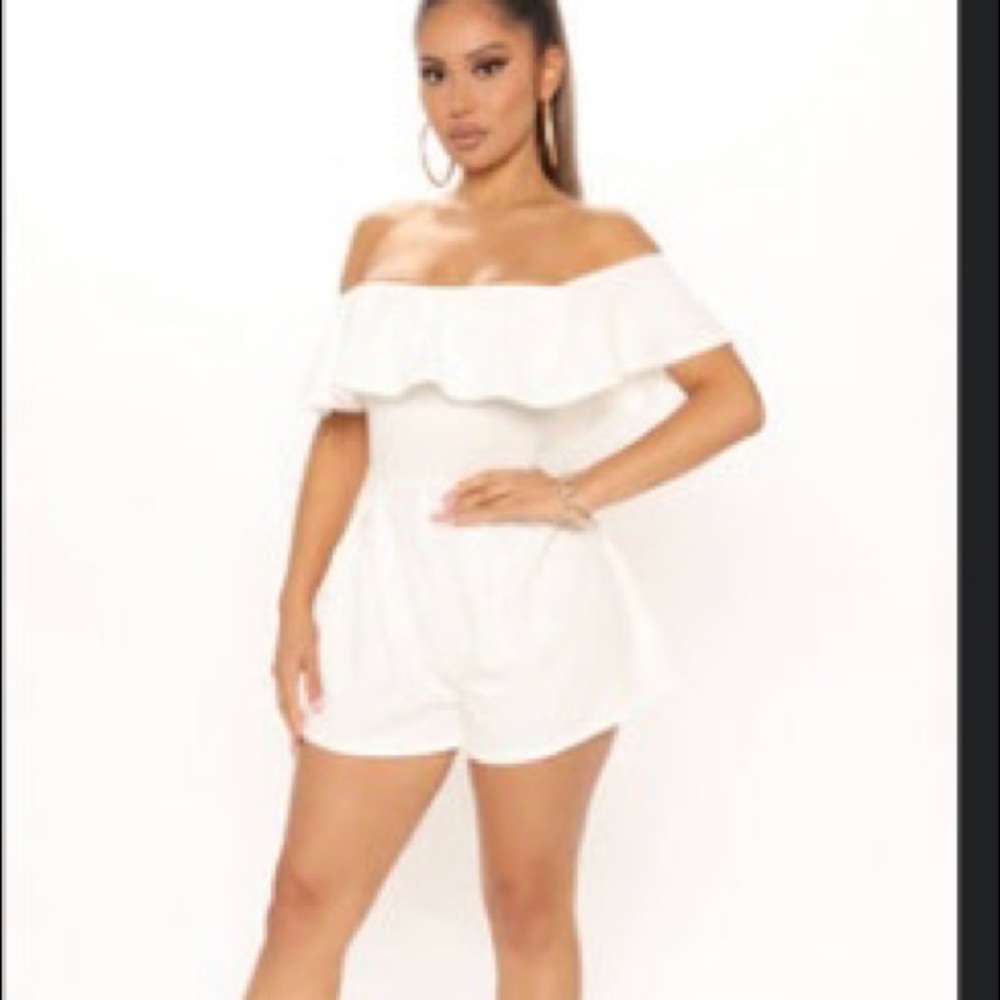White off the shoulder romper